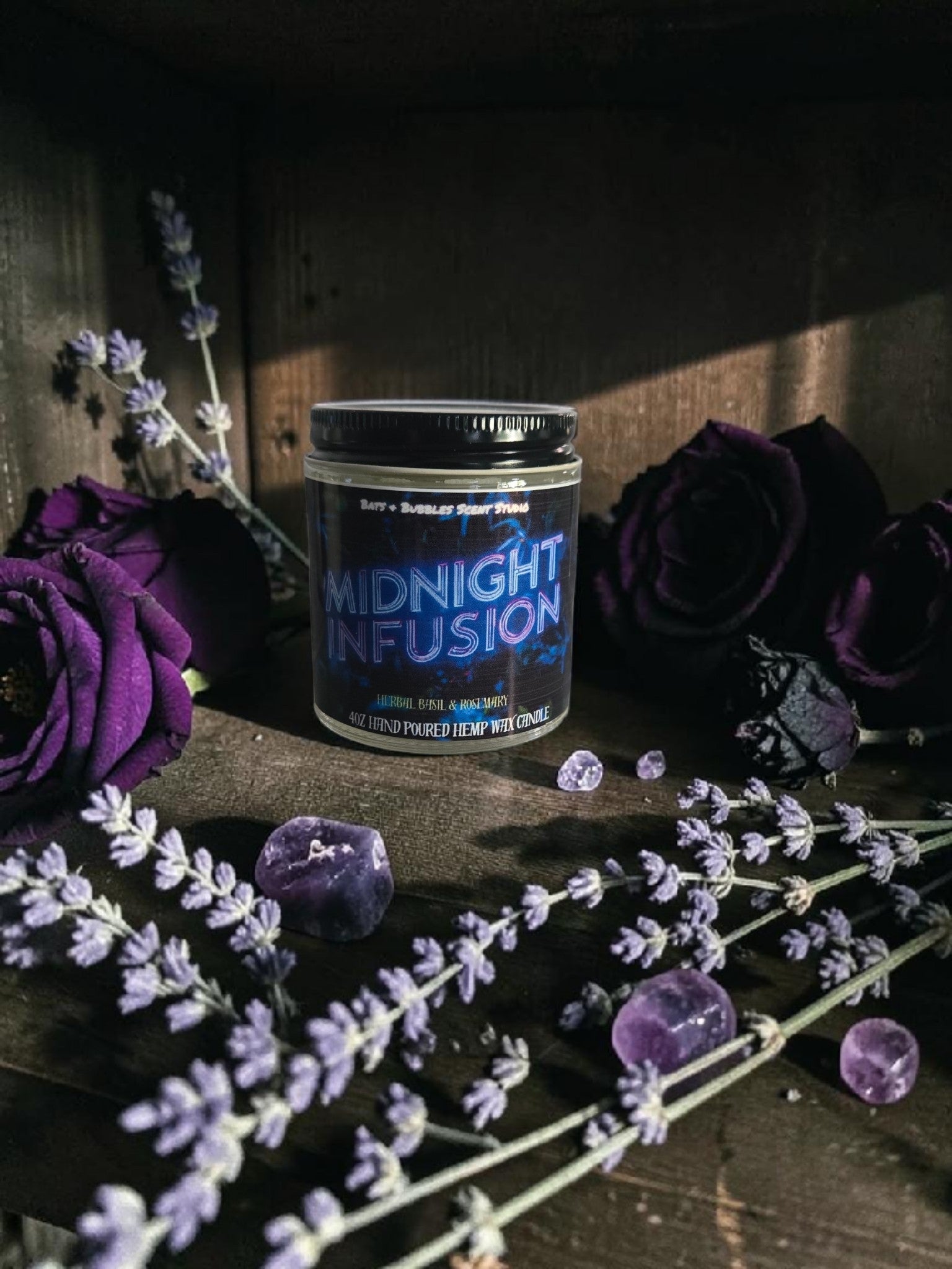 Midnight Infusion Hemp Wax Candle 4oz