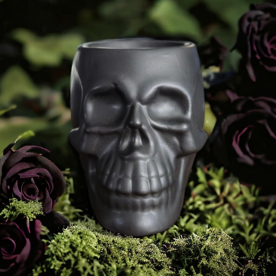 Black Gothic Skull Tealight Wax Melt and Oil Burner