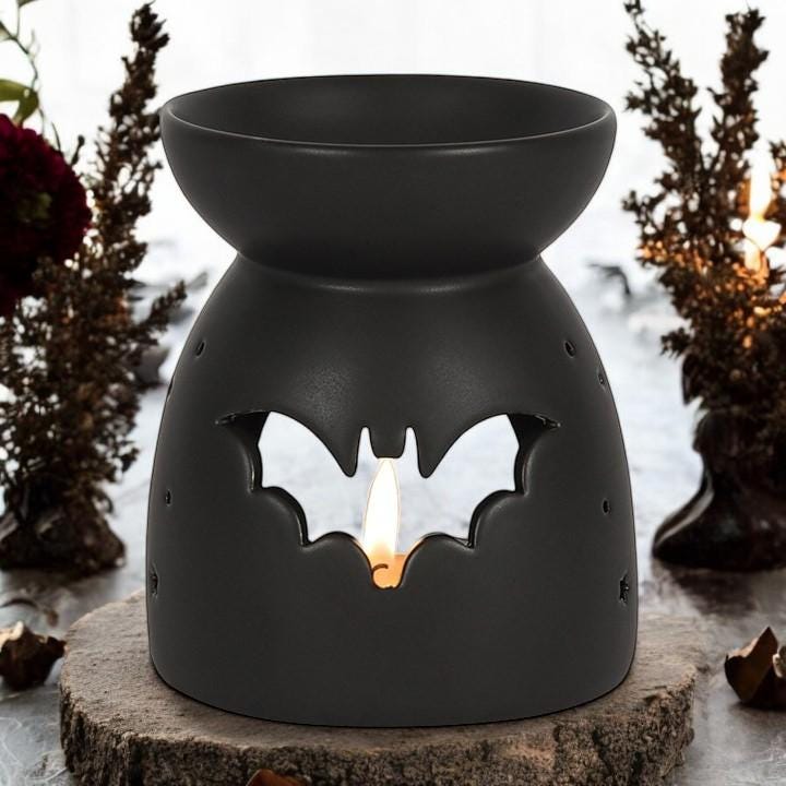 Bat Cutout Ceramic Wax Melt and Oil Warmer | Gothic Home Decor
