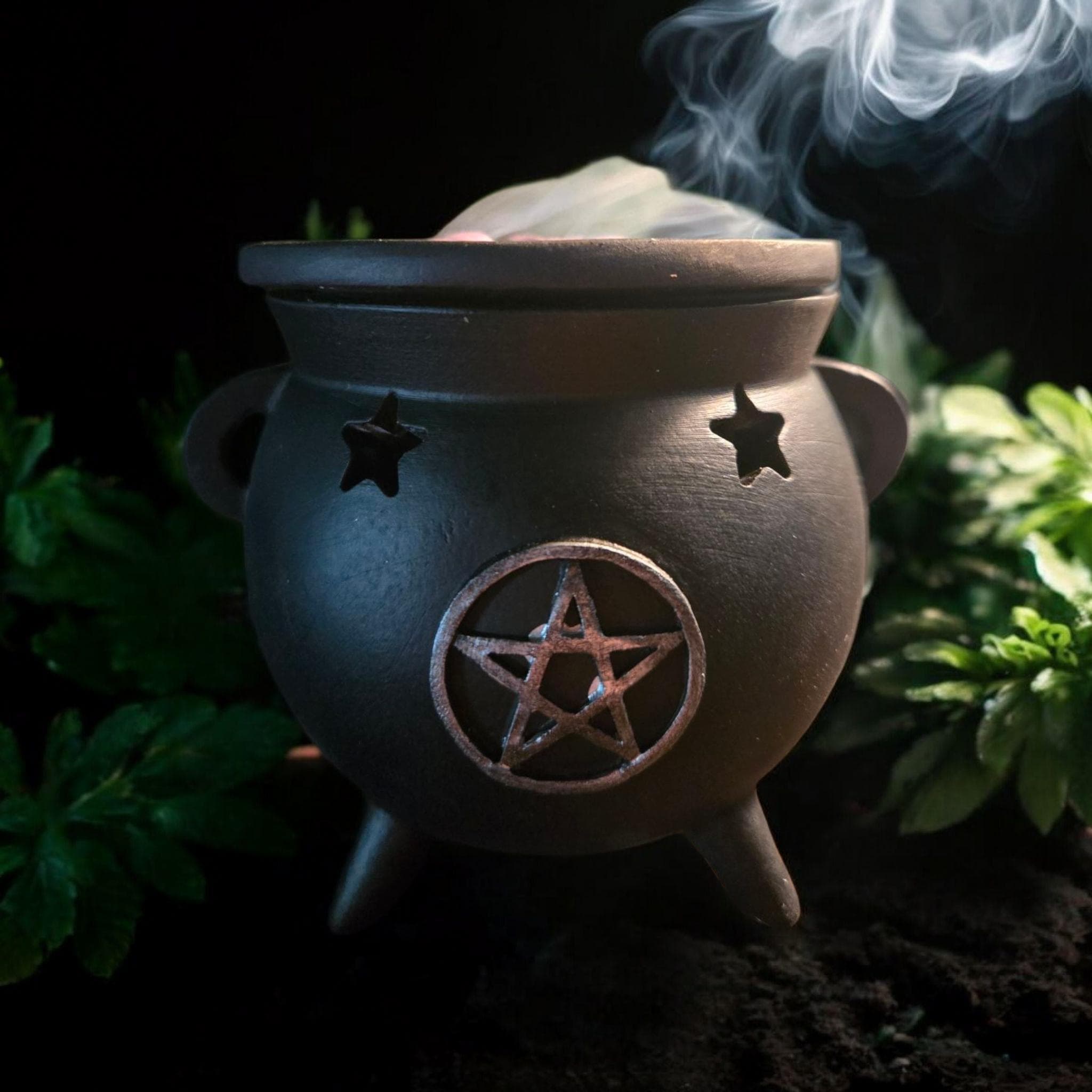 Pentagram Cauldron Incense Burner: Witchy Gothic Altar Decor