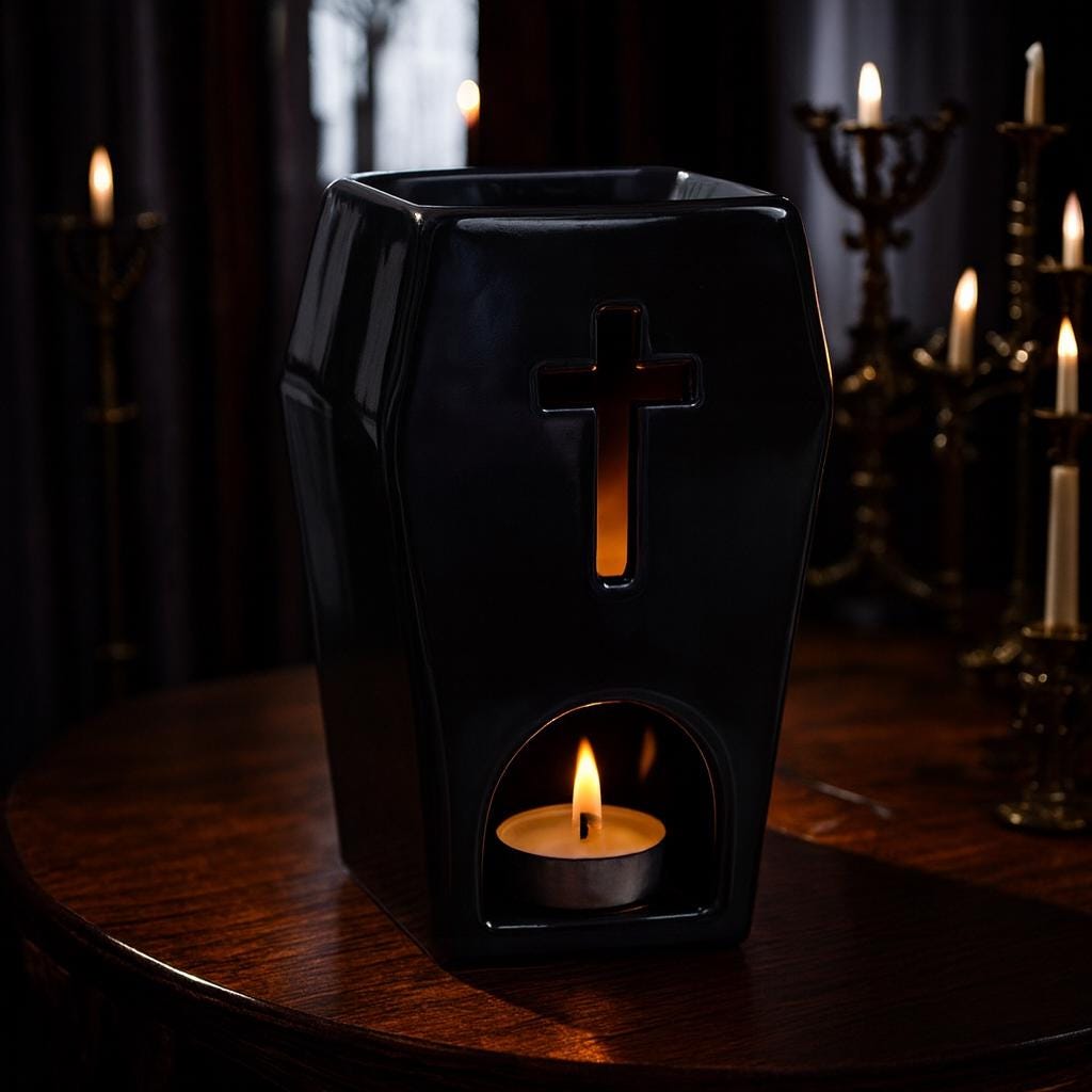Coffin Wax Melt Burner | Gothic Tealight Warmer | Spooky Home Decor | Occult Candle Holder
