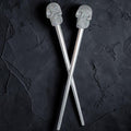 Skull Collection Silver Glitter Hair Sticks